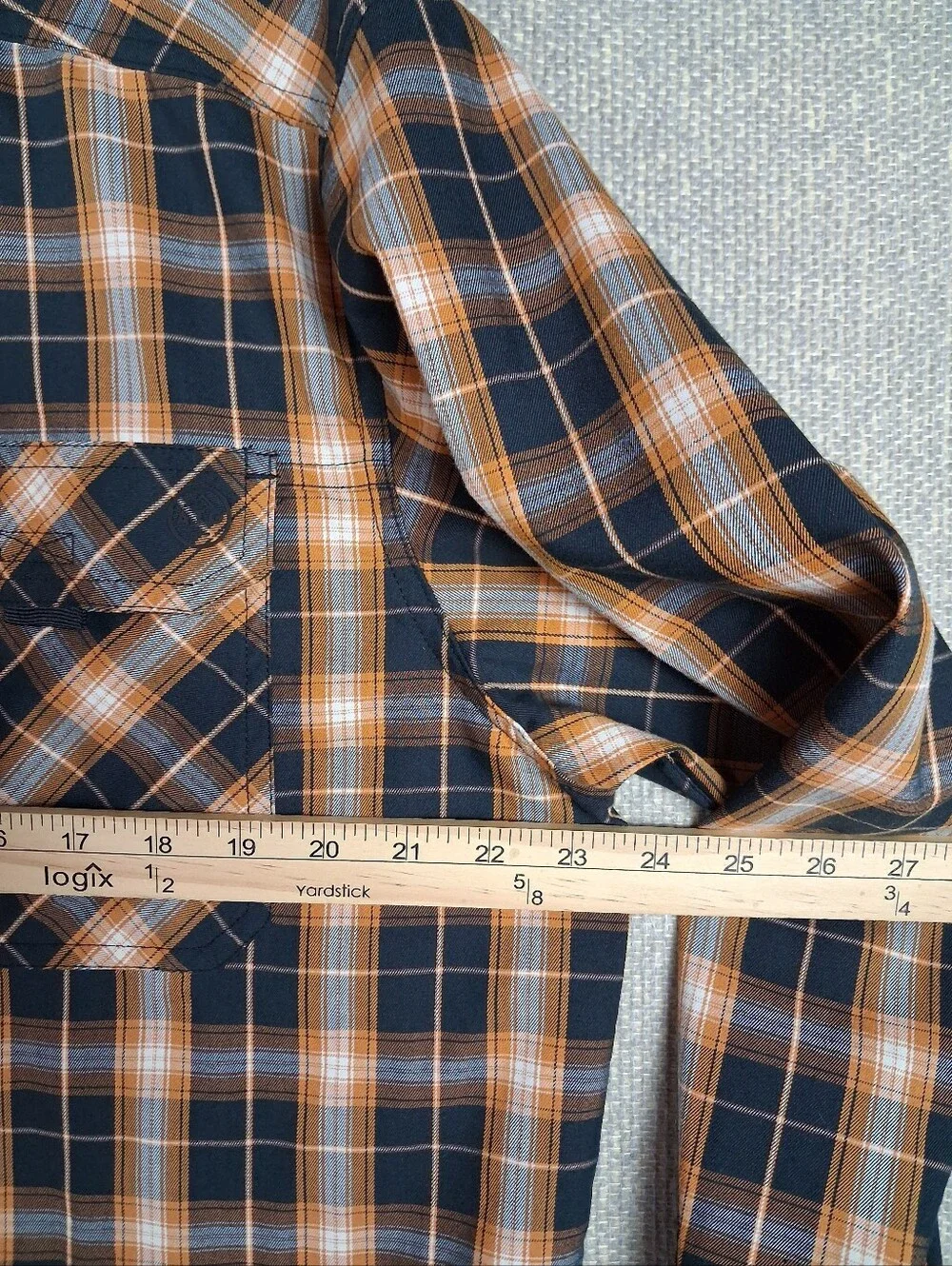 ATG All Terrain Gear Button-Down Shirt Mens Large Orange Black Plaid Long Sleeve